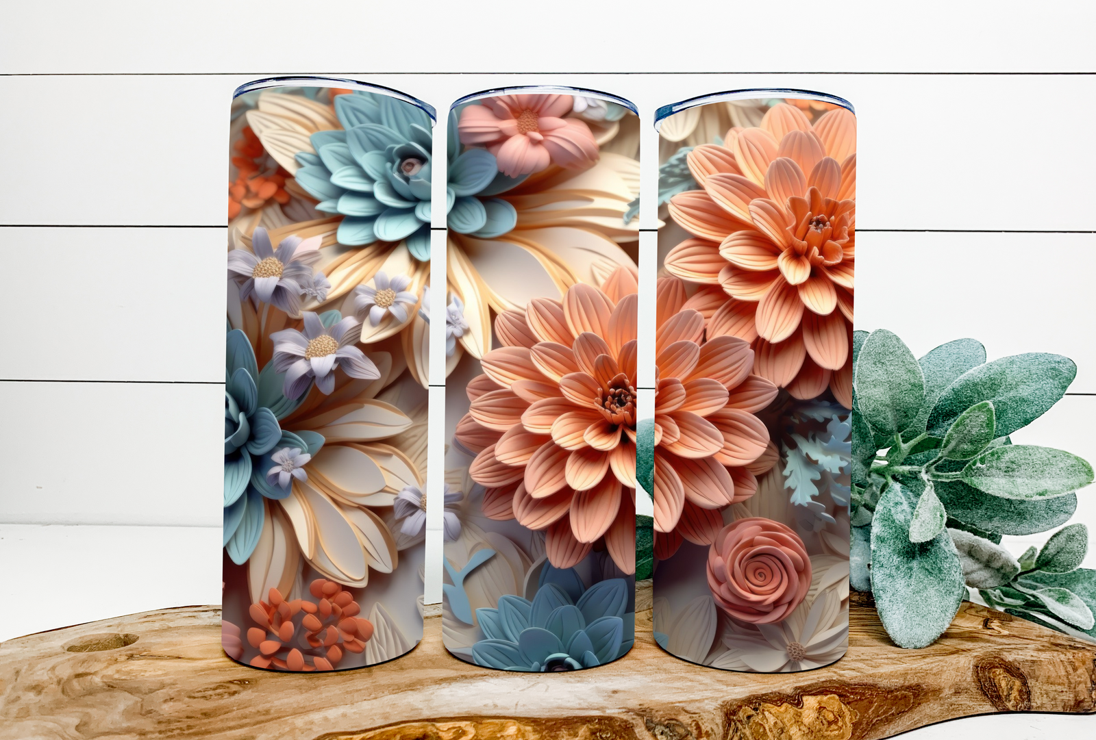 Dahlia 3D Floral 20 oz Tumbler