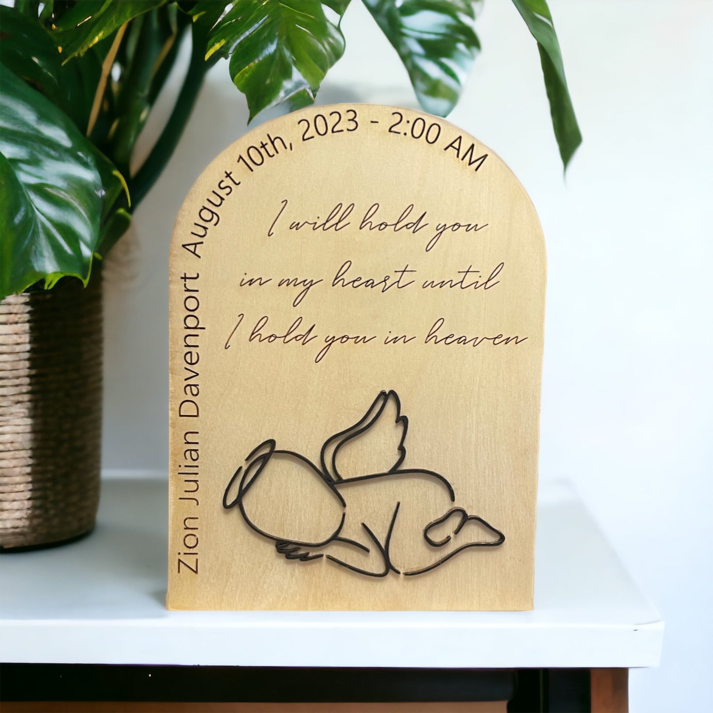 Sleeping Angel Memorial Plaque - Elevated