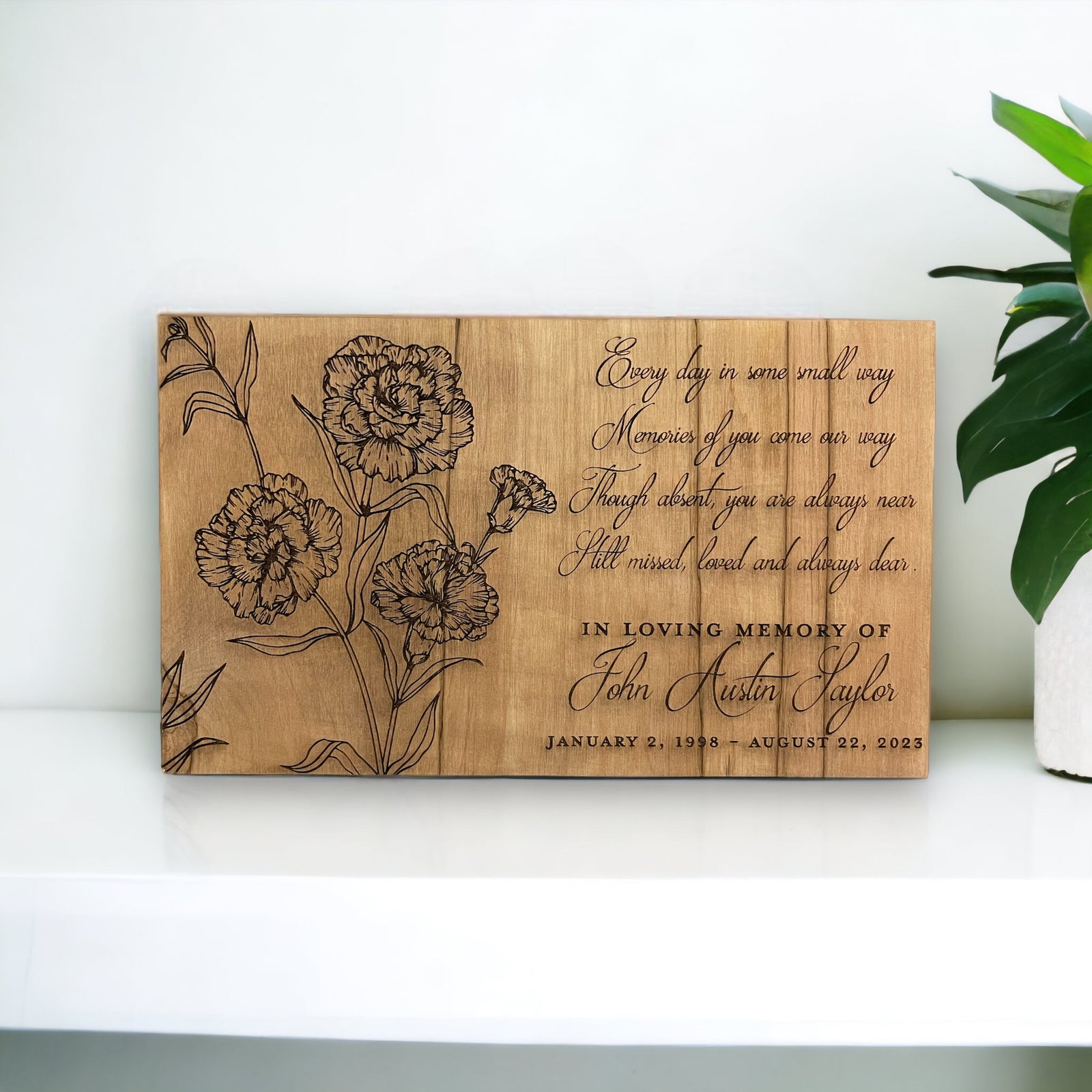 Carnation Memorial Plaque