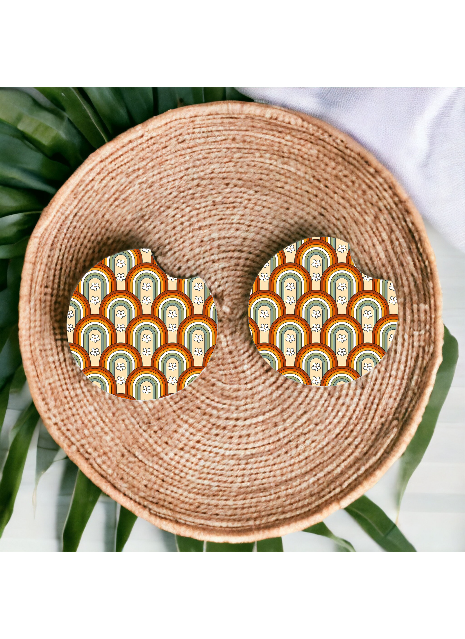 Boho Rainbow Car Coaster Set