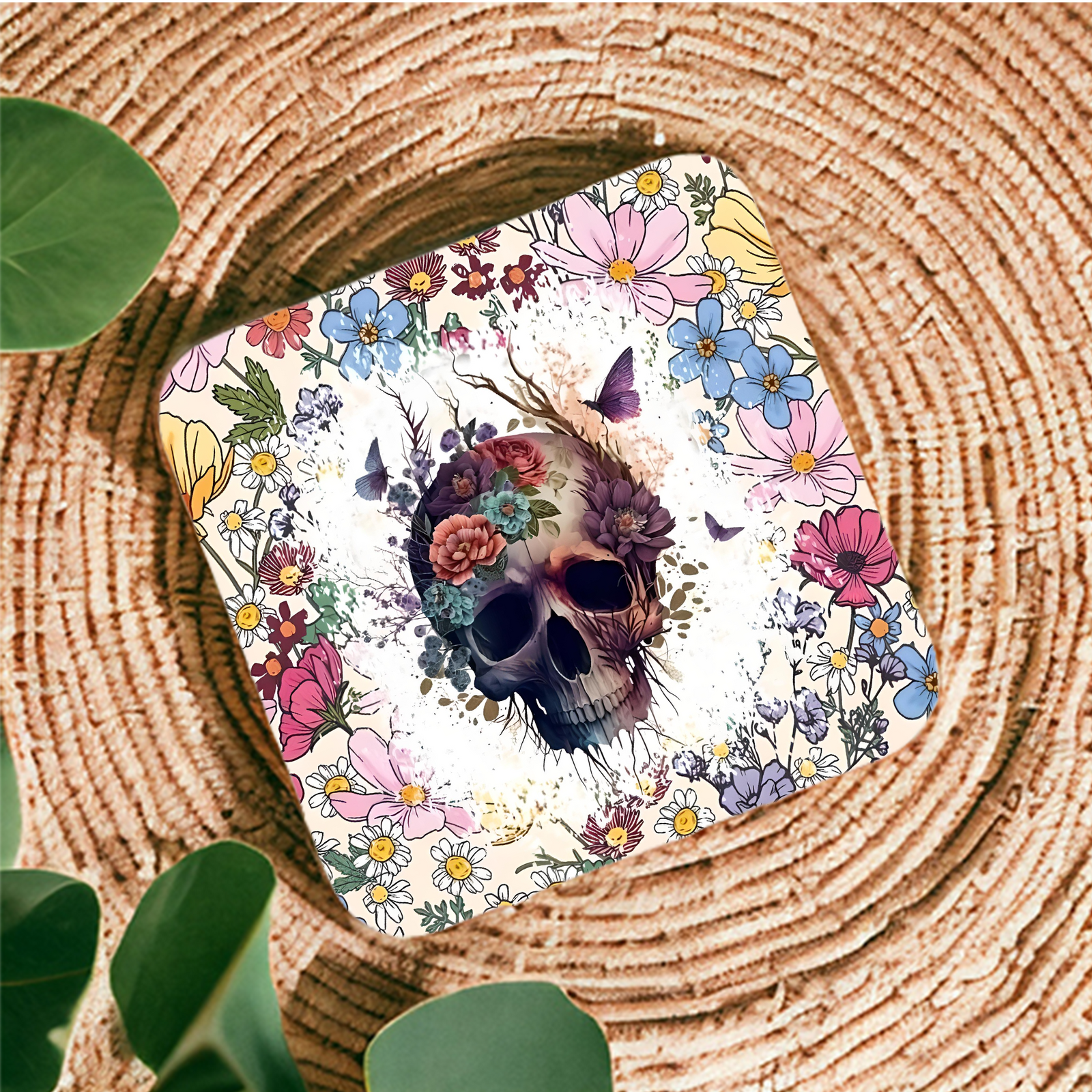 Flower Skull  Magnet